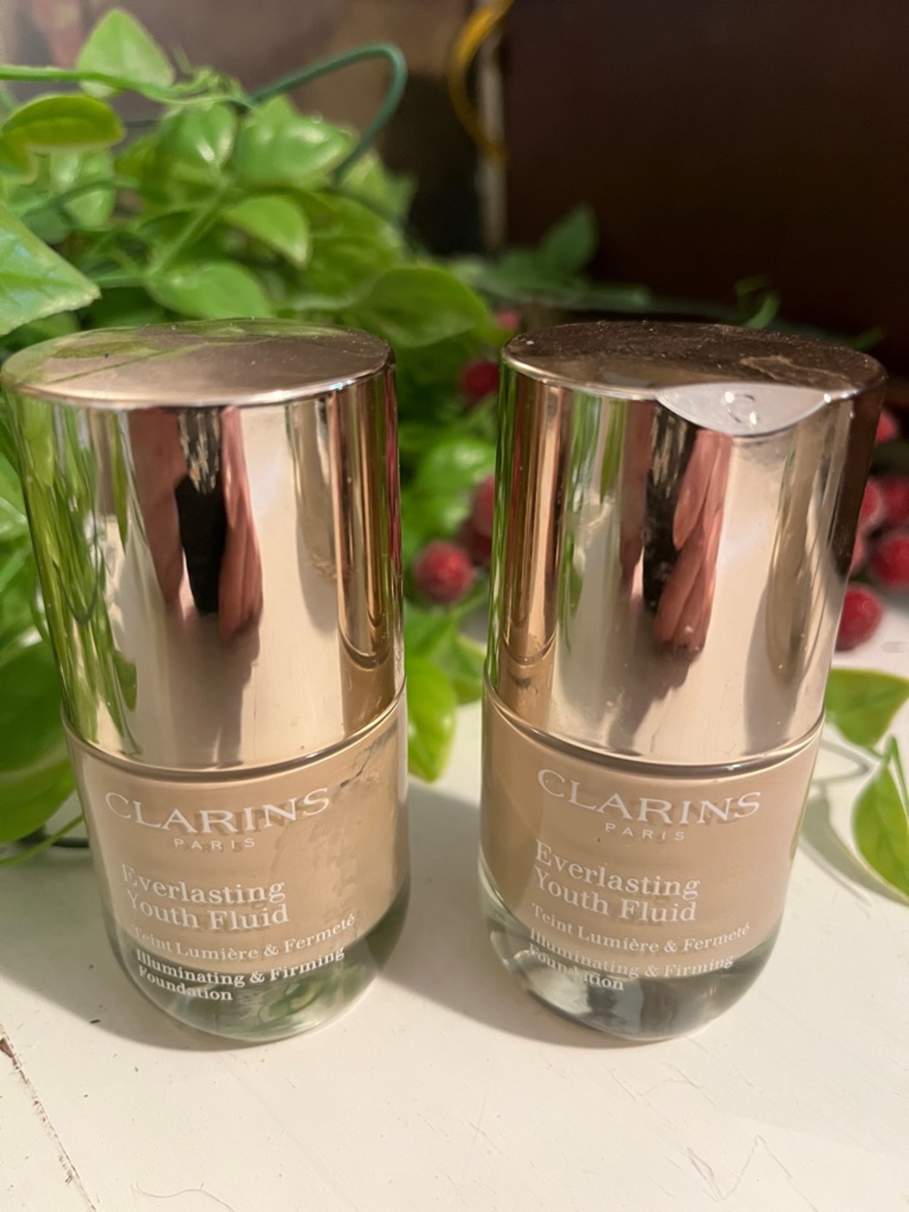 CLARINS PARIS Foundation (2) NWOT Bottles Everlasting Youth Fluid Anti Aging
